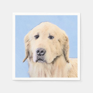 Golden Retriever Painting - Cute Original Dog Art Napkins