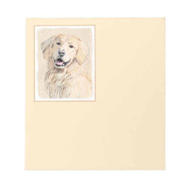 Golden Retriever Painting - Cute Original Dog Art Notepad (Front)