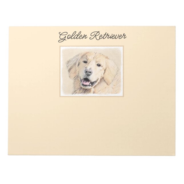 Golden Retriever Painting - Cute Original Dog Art Notepad (Front)