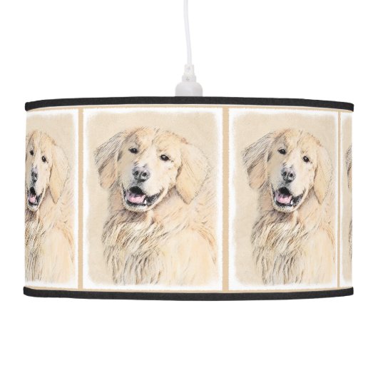 Golden Retriever Painting - Cute Original Dog Art Pendant Lamp (Left)