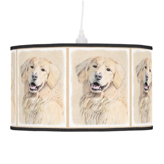 Golden Retriever Painting - Cute Original Dog Art Pendant Lamp (Right)