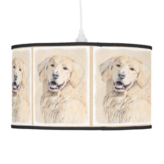 Golden Retriever Painting - Cute Original Dog Art Pendant Lamp (Back)