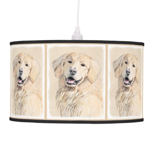 Golden Retriever Painting - Cute Original Dog Art Pendant Lamp (Front)