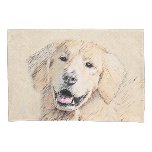 Golden Retriever Painting _ Cute Original Dog Art Pillow Case