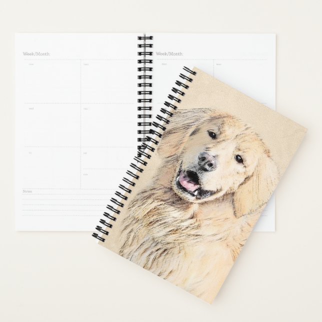 Golden Retriever Painting - Cute Original Dog Art Planner (Display)