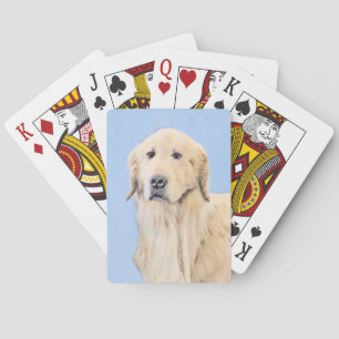 Golden Retriever Painting - Cute Original Dog Art Poker Cards