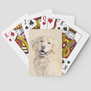 Golden Retriever Painting - Cute Original Dog Art Poker Cards