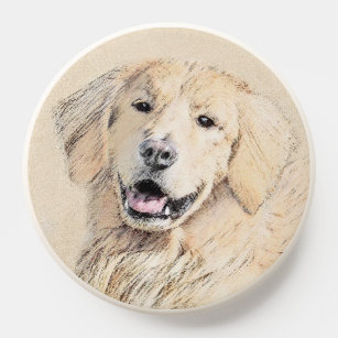Golden Retriever Painting - Cute Original Dog Art PopSocket