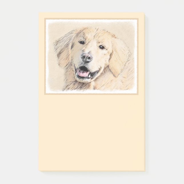 Golden Retriever Painting - Cute Original Dog Art Post-it Notes (Front)