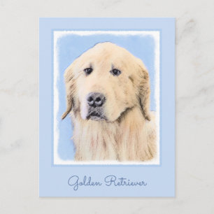 Golden Retriever Painting - Cute Original Dog Art Postcard