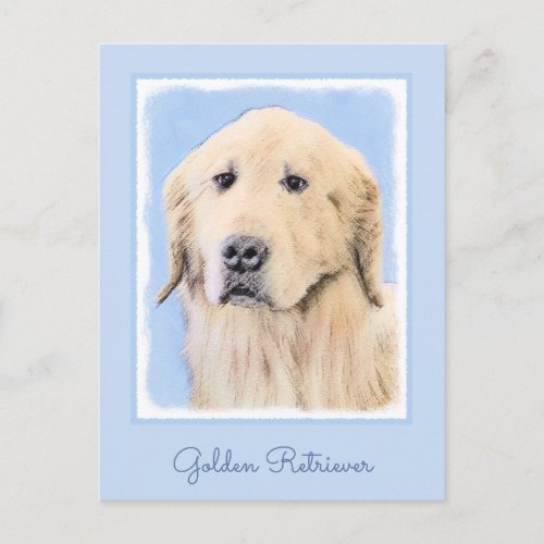 Golden Retriever Painting _ Cute Original Dog Art Postcard