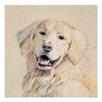Golden Retriever Painting - Cute Original Dog Art