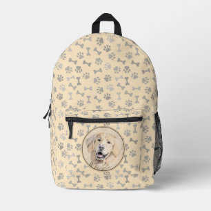 Golden Retriever Painting - Cute Original Dog Art Printed Backpack