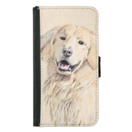 Golden Retriever Painting - Cute Original Dog Art Samsung Galaxy S5 Wallet Case