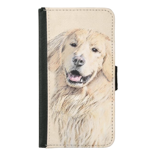 Golden Retriever Painting - Cute Original Dog Art Samsung Galaxy Wallet Case (Front)
