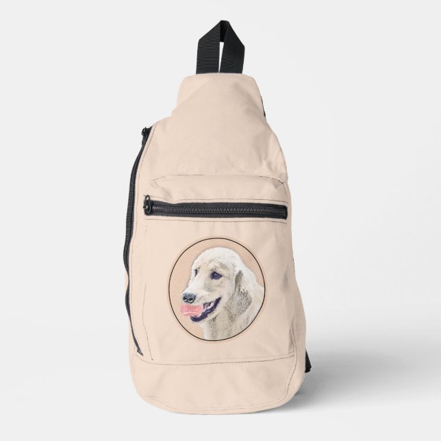 Golden Retriever Painting Cute Original Dog Art Sling Bag (Front)