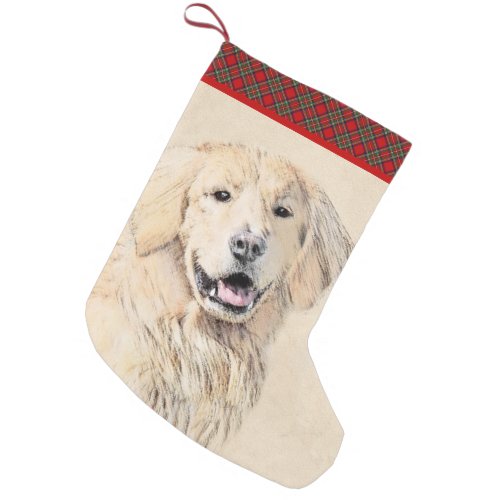 Golden Retriever Painting _ Cute Original Dog Art Small Christmas Stocking