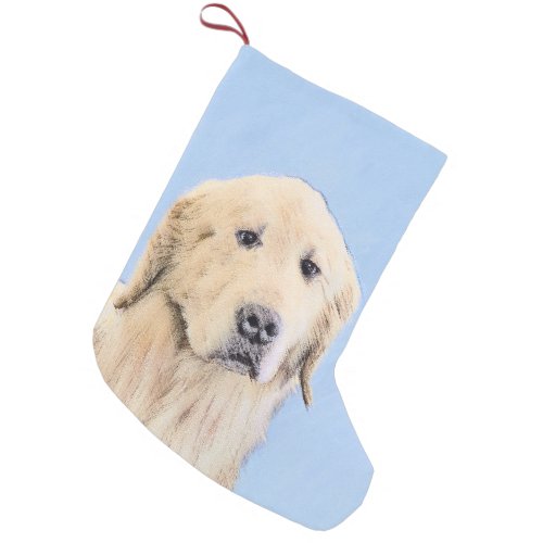 Golden Retriever Painting _ Cute Original Dog Art Small Christmas Stocking