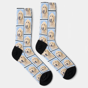 Golden Retriever Painting Cute Original Dog Art Socks