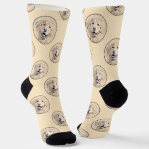 Golden Retriever Painting Cute Original Dog Art Socks