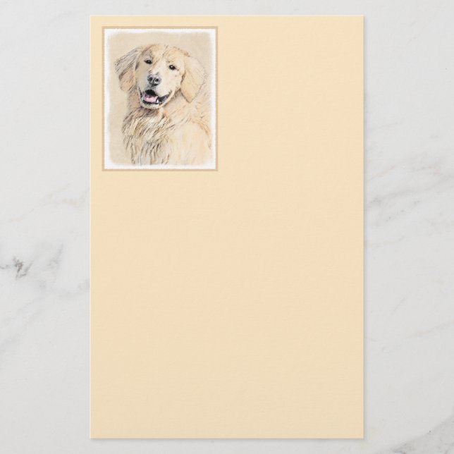 Golden Retriever Painting - Cute Original Dog Art Stationery (Front)