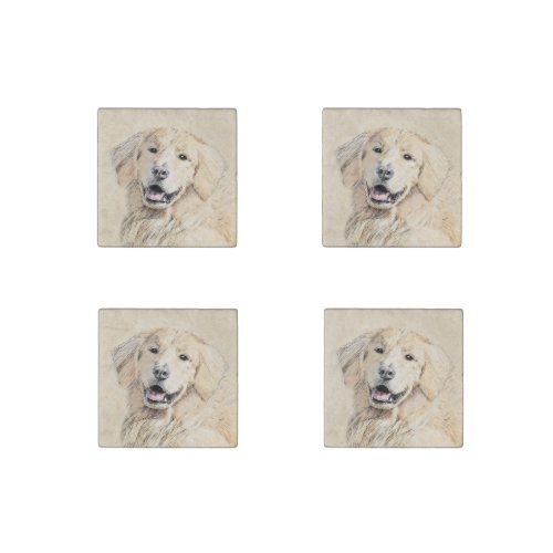Golden Retriever Painting _ Cute Original Dog Art Stone Magnet
