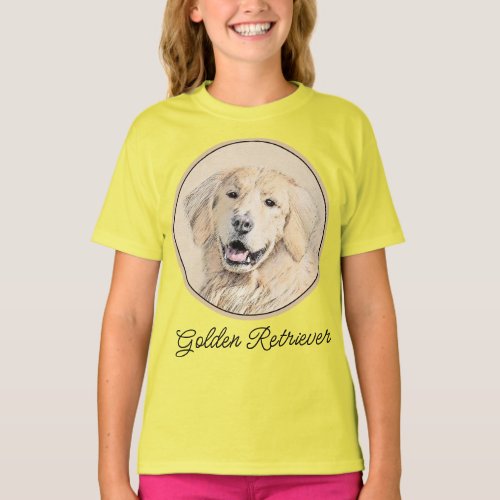 Golden Retriever Painting _ Cute Original Dog Art  T_Shirt