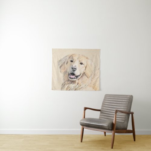 Golden Retriever Painting _ Cute Original Dog Art Tapestry