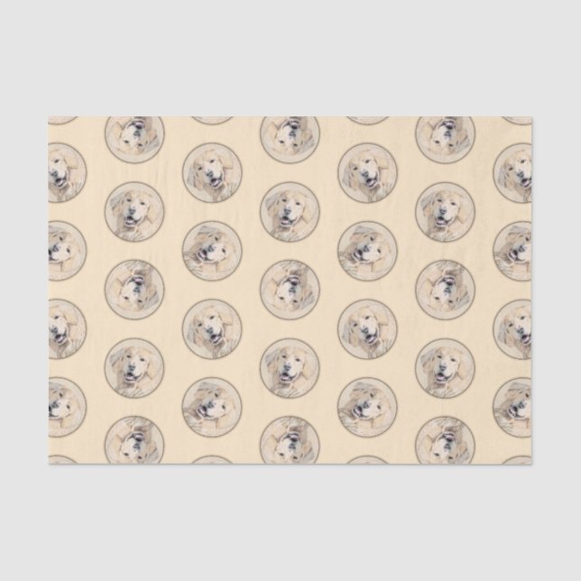 Golden Retriever Painting Cute Original Dog Art Tissue Paper (Front)