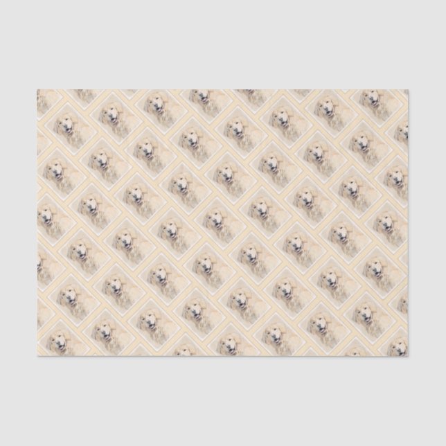 Golden Retriever Painting - Cute Original Dog Art Tissue Paper (Front)