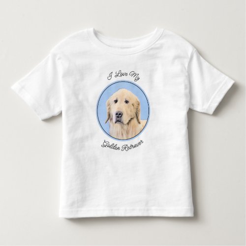 Golden Retriever Painting _ Cute Original Dog Art Toddler T_shirt