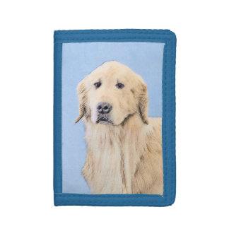 Golden Retriever Painting - Cute Original Dog Art Tri-fold Wallet