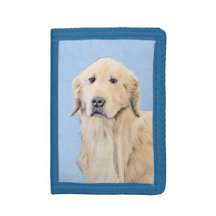 Golden Retriever Painting - Cute Original Dog Art Trifold Wallet