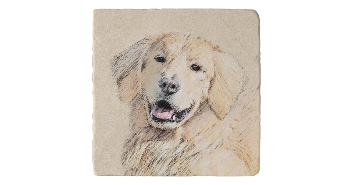 Golden Retriever Painting Cute Original Dog Art Trivet Zazzle Com