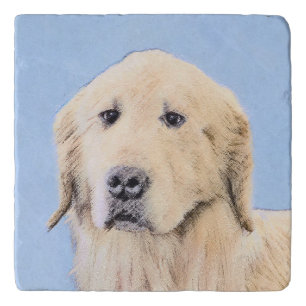 Golden Retriever Painting - Cute Original Dog Art Trivet