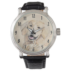Golden Retriever Painting - Cute Original Dog Art Watch