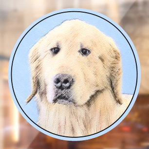 Golden Retriever Painting - Cute Original Dog Art Window Cling