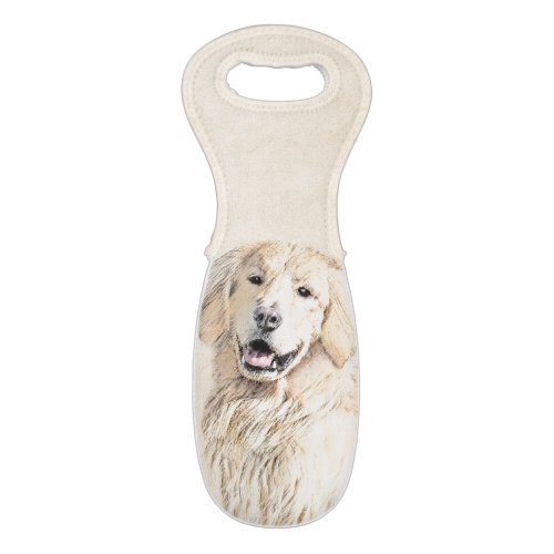 Golden Retriever Painting _ Cute Original Dog Art Wine Bag