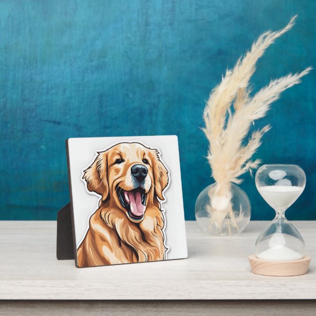 Golden Retriever Painting | Dog Pet Tabletop Art Plaque (Insitu)