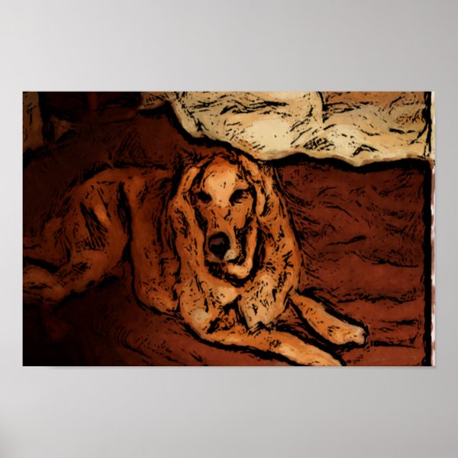 Golden Retriever Painting Poster (Front)