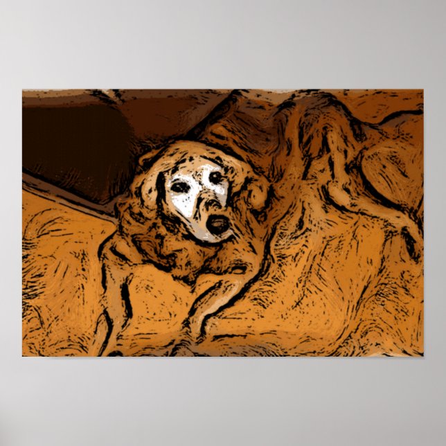 Golden Retriever Painting Poster (Front)