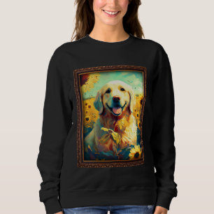 Golden Retriever Painting Sunflower Flower Mom Wom Sweatshirt