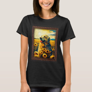 Golden Retriever Painting Sunflower Flower Mom Wom T-Shirt