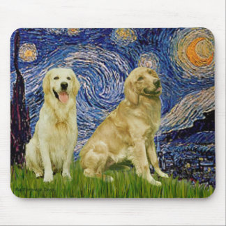 Golden Retriever Pair 3 - Starry Night Mouse Pad