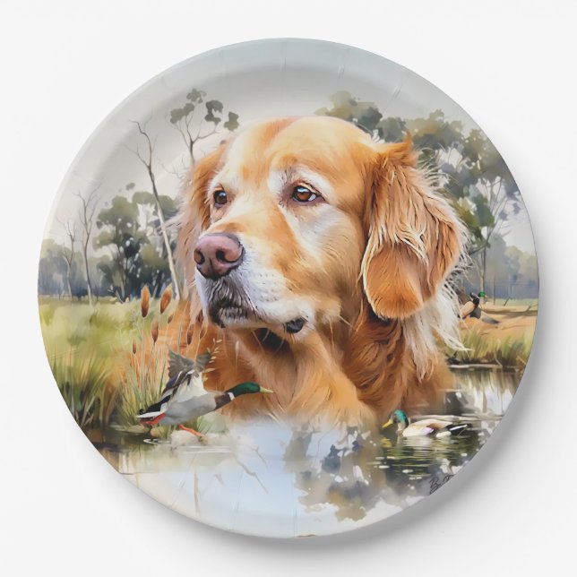Golden Retriever Paper Plates (Front)