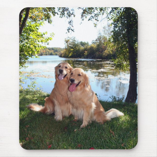 Golden Retriever Park and River Mousepad (Front)