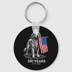 Golden Retriever Patriotic 4th Of July Keychain