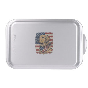 Golden Retriever Patriotic Vintage Vector Design_1 Cake Pan
