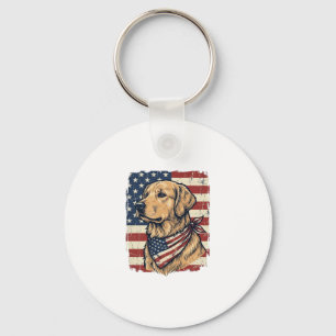 Golden Retriever Patriotic Vintage Vector Design_1 Keychain