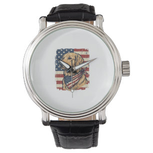 Golden Retriever Patriotic Vintage Vector Design_1 Watch